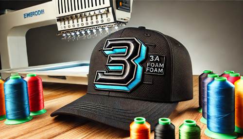 3D embroidery with EVA foam on a cap
